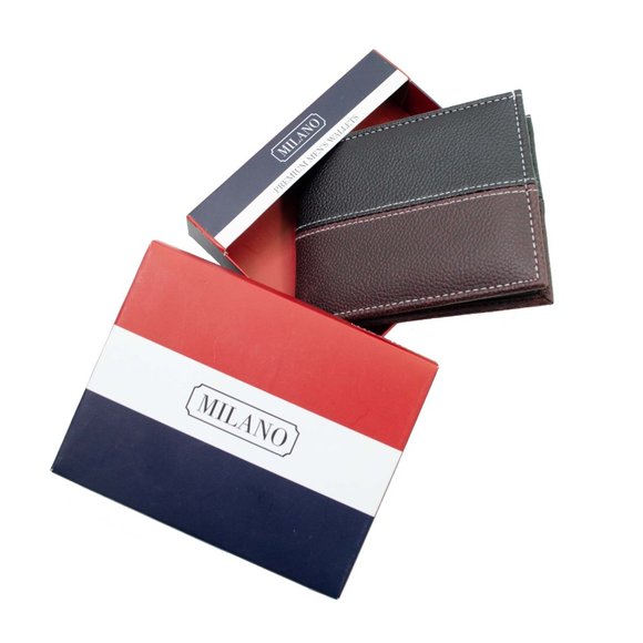 Mens Bifold Vegan Leather Wallet in Gift Box - Picture 10 of 11